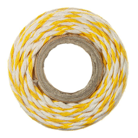 Sznurek bawełniany biało-żółty 2mm 50m