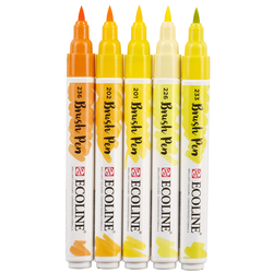 Zestaw markerów Ecoline Brushpen Yellow - 5szt