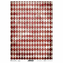 Papier ryżowy do decoupage A4 - szaro-czerwone romby - R1529 - Itd Collection