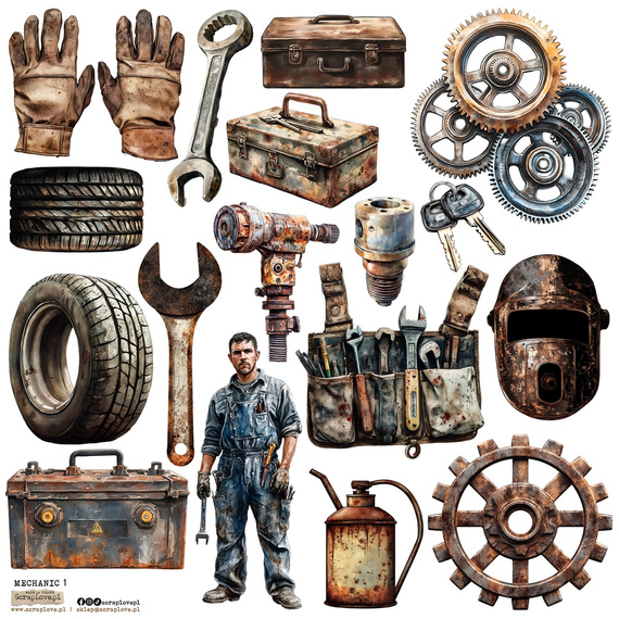 Naklejki papierowe - ScrapLove - Mechanic 1
