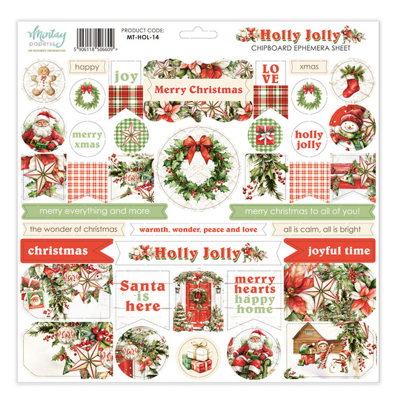 Arkusz elementów tekturowych - Mintay - Holly Jolly ENG 