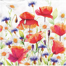 Serwetka do decoupage 33x33cm - Poppies and Cornflowers kwiaty polne maki