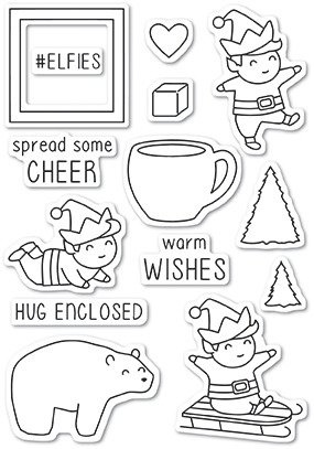 Wykrojnik + stempel - Memory Box - Playtime Elves - zima, elfy