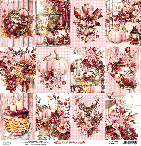 Papier do scrapbookingu 30x30 - Mintay - Rust & Rose 06