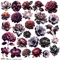 Naklejki papierowe - ScrapLove - Halloween Flowers 1 - kwiaty