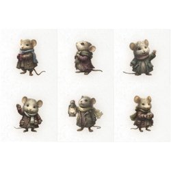 Zestaw papierów ryżowych - myszy, styl vintage, zima - RSM211 - Itd Collection