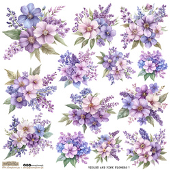 Naklejki papierowe - ScrapLove - Violet and Pink Flowers 1 kwiaty