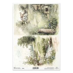 Papier ryżowy do decoupage A4 - wiejski krajobraz - R2581 - Itd Collection