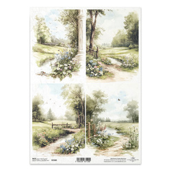 Papier ryżowy do decoupage A4 - sielankowe widoczki - R2580 - Itd Collection