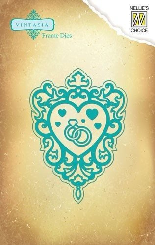 Wykrojnik - Nellie's Choice - VIND025 ramka serce obrączki ślub wesele serduszka