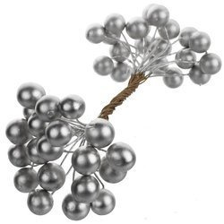 Jarzębina dekoracyjna srebrna na druciku - 1 gałązka