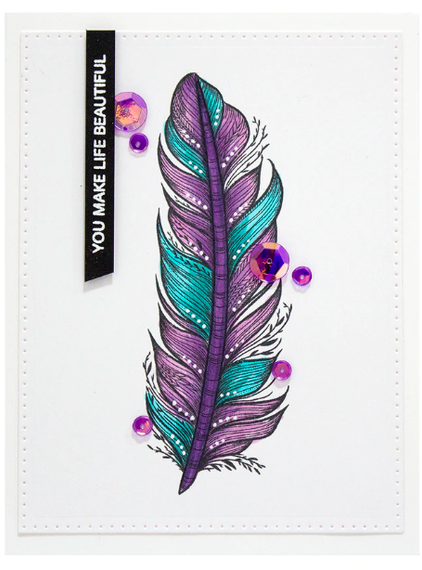 Stempel - Spellbinders - Botanical Feather kwiaty pióro