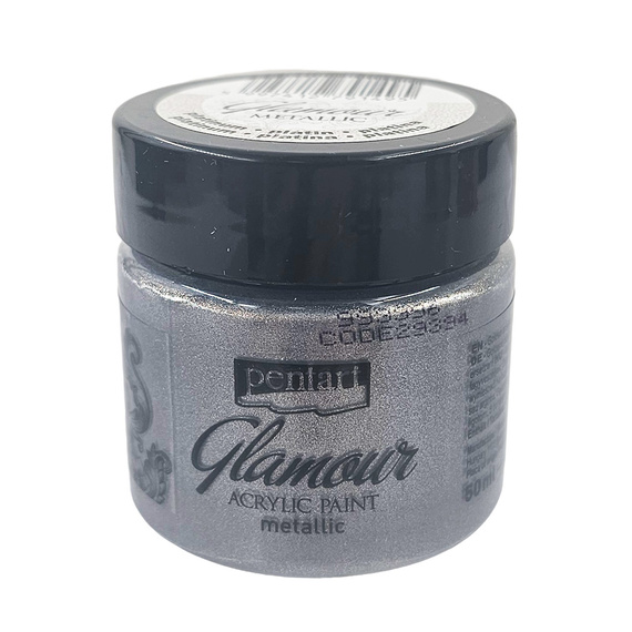 Farba akrylowa Glamour - Pentart - metaliczna platyna 50ml