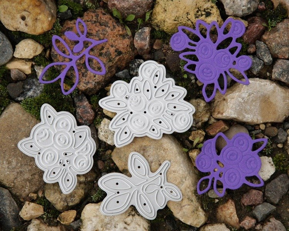 Wykrojnik - Fluffy Duffy - Bilberry - borówka, listki