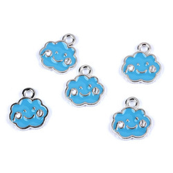 Zawieszka metalowa chmurka niebieska - 5 szt