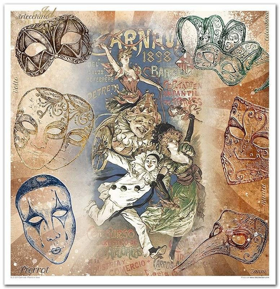 Zestaw papierów do scrapbookingu 30x30 - Carnival - Pierrot in love