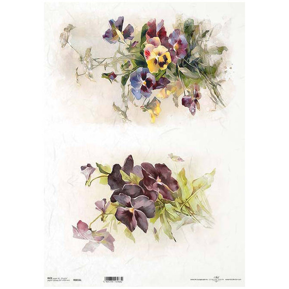Papier ryżowy do decoupage A3 ITD-816L bratki, fiołki