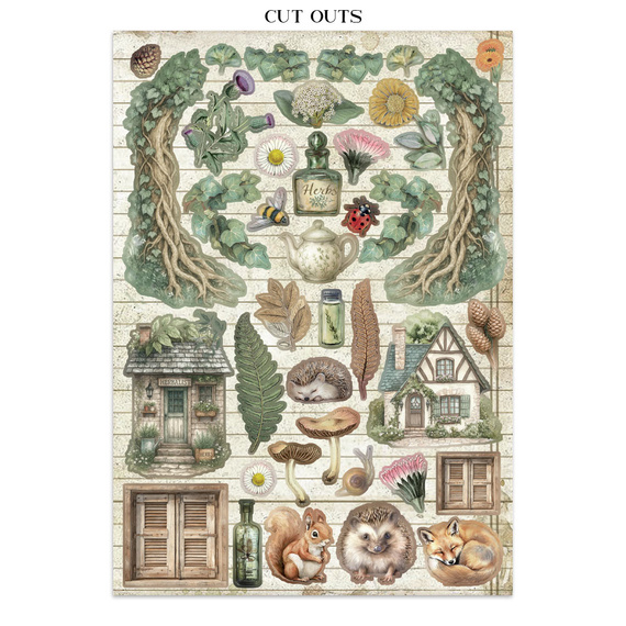 Zestaw papierów, naklejek i elementów Junk Journal - Herbarium Silvae - Stamperia