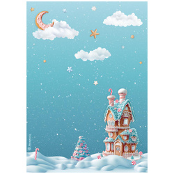 Papier ryżowy do decoupage A4 - Candy Christmas - domek marcepanowy - Stamperia