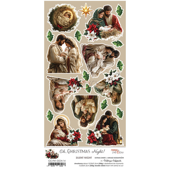 Papier do scrapbookingu 15x30 - Craft o'clock - Oh Christmas Night - arkusz dodatków Silent Night