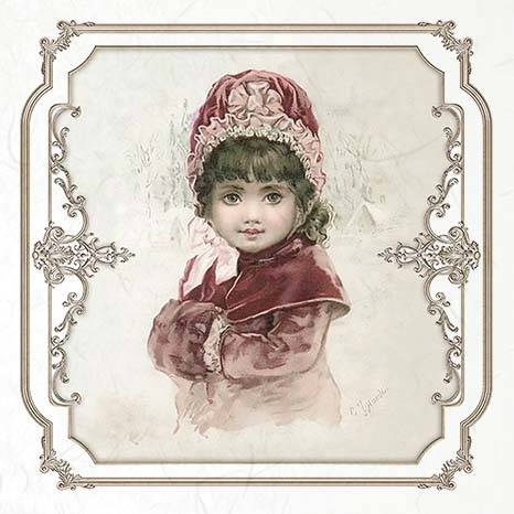 Zestaw papierów ryżowych - ITD RSM060 ramki vintage postacie zima