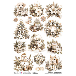 Papier ryżowy do decoupage A4 - Ciao Bella - Winter Season Elements