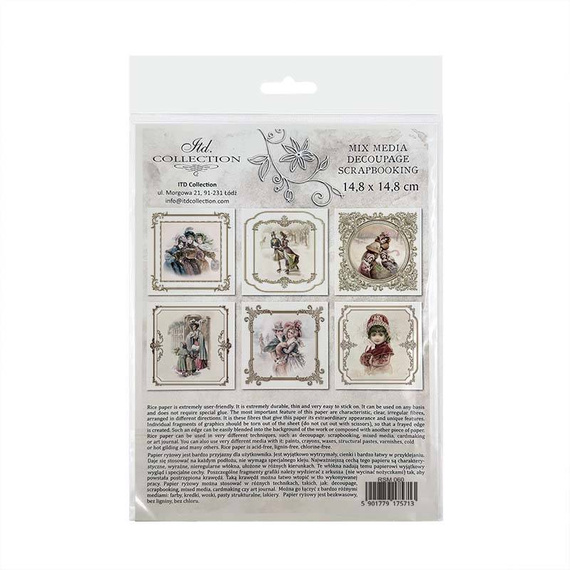 Zestaw papierów ryżowych - ITD RSM060 ramki vintage postacie zima