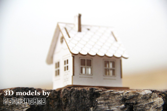 Tekturka 3D - Micro hut - mikro chatka - domek - 4cm wys - Scrapiniec