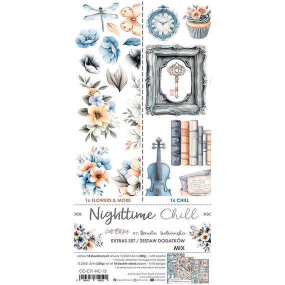 Nighttime Chill zestaw dodatków do scrapbookingu  - Craft o'clock - MIX