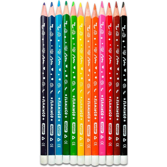 Kredki ołówkowe Junior Flamingo 12 kolorów trójkątne