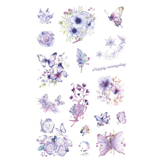 Naklejki foliowe - Fioletowe kwiatki i motylki
