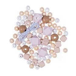 Drewniane koraliki kolorowe Nude 80szt - DpCraft