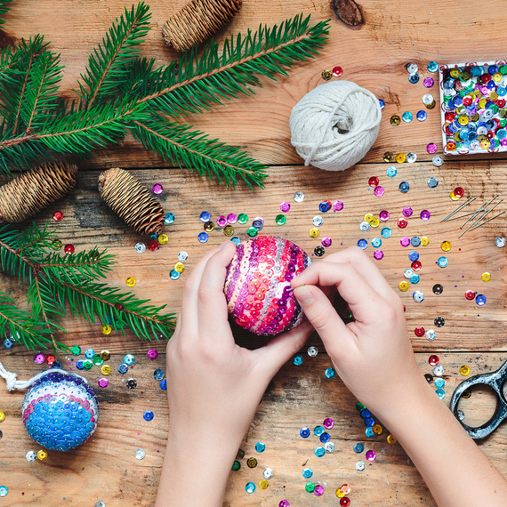 Zestaw kreatywny - kule styropianowe, wstążki, cekiny