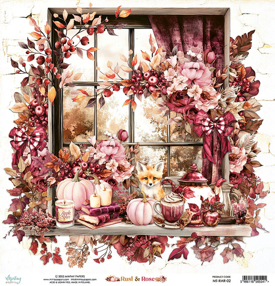 Papier do scrapbookingu 30x30 - Mintay - Rust & Rose 02