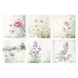 Zestaw papierów ryżowych - kwiaty, mak, jaskier, chaber, złocień łąkowy, rzeżucha łąkowa, dymnica pospolita - RSM175 - Itd Collection