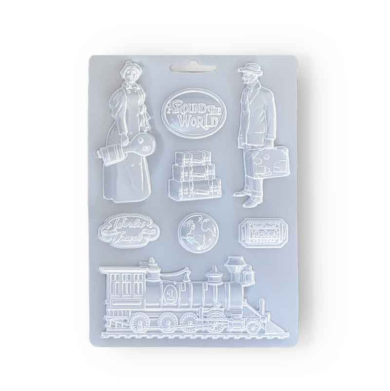 Foremka teksturowa do mas strukturalnych A5 - Stamperia - Around The World lokomotywa