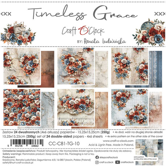 Zestaw papierów do scrapbookingu 15x15 - Craft o'clock - Timeless Grace