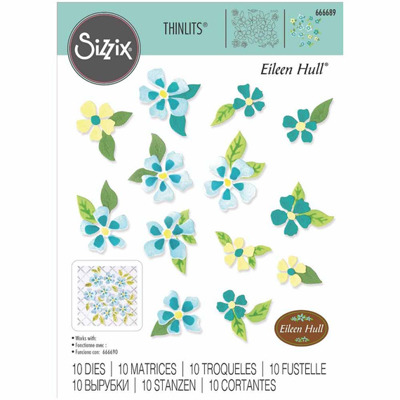 Wykrojnik Sizzix Thinlits - Painterly Blooms & Background kwiaty