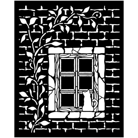 Szablon mix media 3D 20x25cm - Herbarium Silvae okno - Stamperia