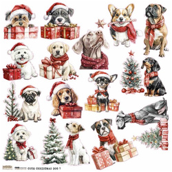 Naklejki papierowe - ScrapLove - Cute Christmas Dog 1 - Słodkie świąteczne psy