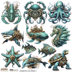 Naklejki papierowe - ScrapLove - Sea World - Steampunk Morskie 2