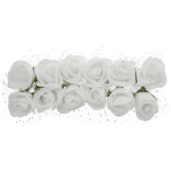 Kwiatki piankowe białe z tiulem