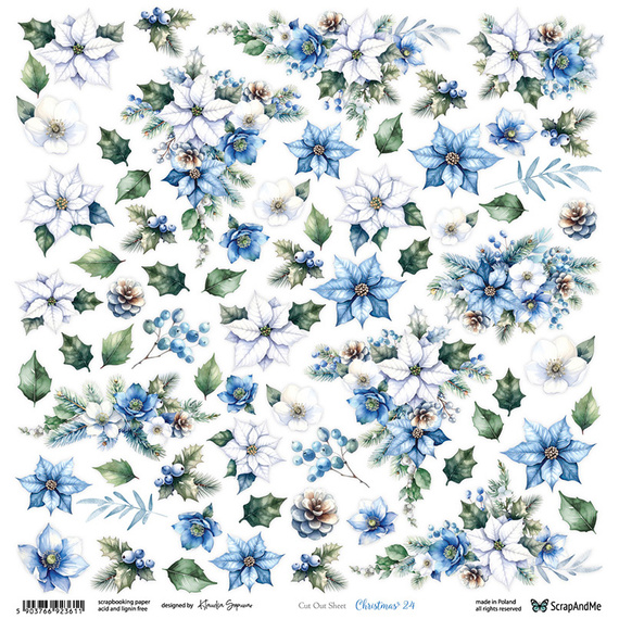 Papier do scrapbookingu 30x30 - ScrapAndMe - Christmas 24 - arkusz do wycinania
