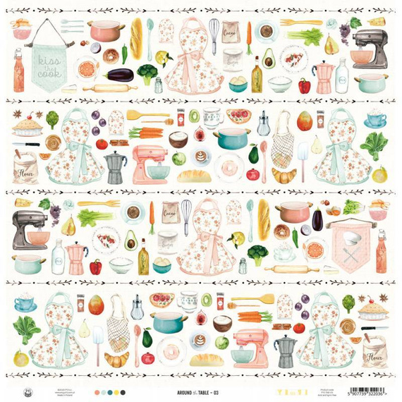 Papier do scrapbookingu 30x30 - P13 - Around the table 03