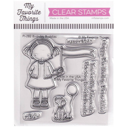 Stempel - My Favorite Things - Birthday Buddies dziewczynka z chorągiewką