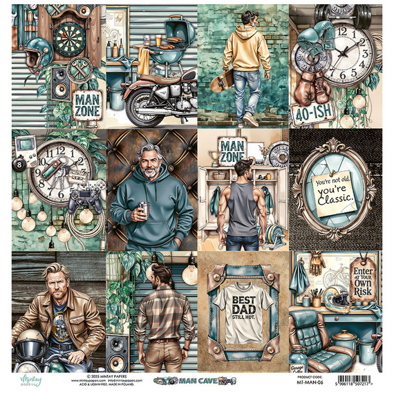 Papier do scrapbookingu 30x30 - Mintay - Man Cave 06