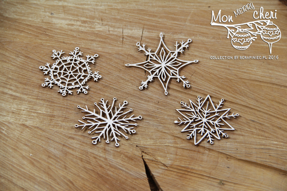 Tekturka śnieżynki - Mon Merry cheri - snowflakes - Scrapiniec