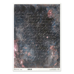 Papier ryżowy do decoupage A3 - pismo, vintage, ciemne tło - R1550L - Itd Collection