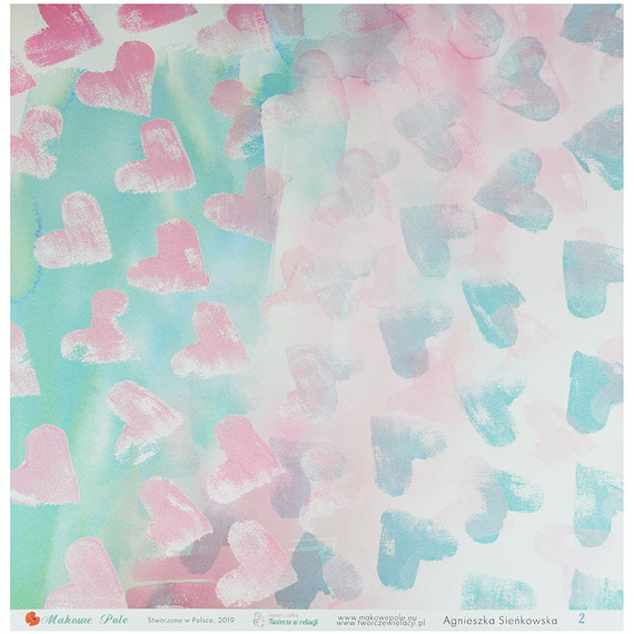 Papier do scrapbookingu 30,5x30,5 - Twórcze w relacji 1-2 - Makowe Pole