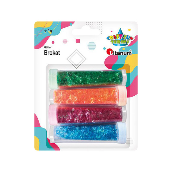 Brokat nitki - 4 kolory - niebieski, zielony, fuksja, pomarańcz